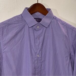 Ralph Lauren Purple Label Dexter Pinstripe Striped Luxury Cotton Dress Shirt